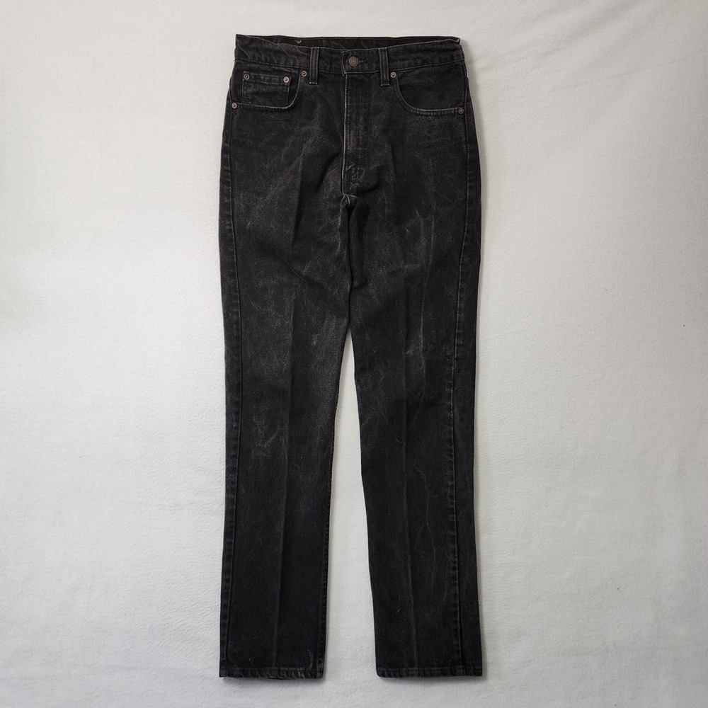 Vintage 90s Levis 505 Straight Jeans Mens 34x34 (32x34) Black Acid Wash USA
